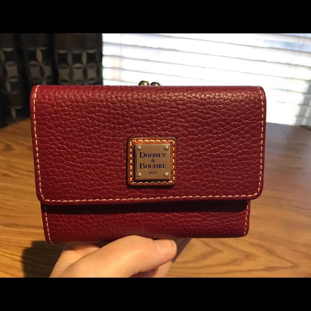 Dooney & Bourke Wine Pebble Grain Framed Wallet